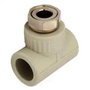 Тройник PP-R комбинированный серый Дн 20х1/2" с накидной гайкой для PP-R RTP (РосТурПласт) 15835