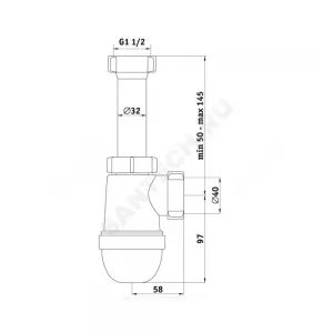 Сифон для кухонной мойки бутылочный 1 1/2"x40 без выпуска Ани АНИ Пласт C0120