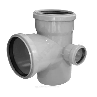 Крестовина PP-H 2-плоскостная серая Дн 110х110х50 б/нап в/к VALFEX 28211150