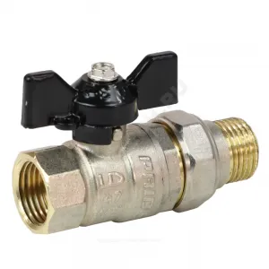 Кран шаровой латунь никель Pride Ду 15 Ру40 ВР/"американка" полнопроходной бабочка аналог 11б27п1 LD 47.15.В-ГШ.Б