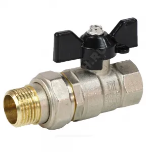 Кран шаровой латунь никель Pride Ду 15 Ру40 ВР/"американка" полнопроходной бабочка аналог 11б27п1 LD 47.15.В-ГШ.Б