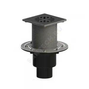 Трап регулируемый с гидрозатвором Дн 50/75/110 с чугунной решёткой 150х150мм вертикальный выпуск Татполимер ТП-310.1PHs