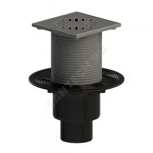 Трап регулируемый с механическим "сухим" затвором Дн 50/75/110 с чугунной решёткой 150х150мм вертикальный выпуск Татполимер ТП-310PMs