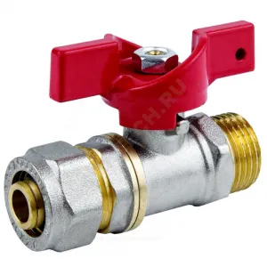 Кран шаровой латунь никель 1017 Euro Дн 16х1/2" Ру16 НР/обжим бабочка Aquasfera 1017-01