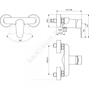 Смеситель для душа одноручный CERAFINE O Ideal Standard BC499XG