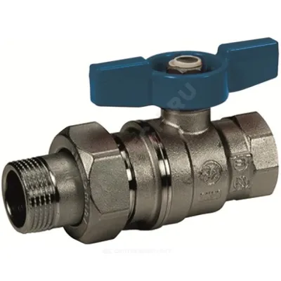 Кран шаровой латунь хром R859 Ду 20 Ру35 ВР/"американка" полнопроходной бабочка синяя ручка Giacomini R859X345