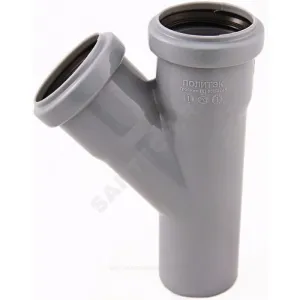 Тройник PP-H серый Дн 50х50х45гр б/нап в/к Политэк 205045