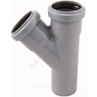 Тройник PP-H серый Дн 50х50х45гр б/нап в/к Политэк 205045