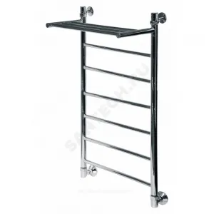 Полотенцесушитель водяной нерж сталь Лесенка Ду 25 (1") НР с полочкой 500х600мм 5П нижнее подключение в/к соединитель (1"х3/4") Классик Элит-Металл В-37-07