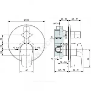 Смеситель встраиваемый для ванны с душем одноручный CERAFLEX Ideal Standard BC447AA