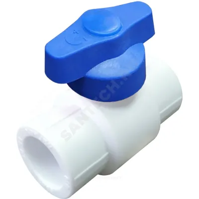 Кран PP-R шаровой белый Дн 20 полупроходной с синей ручкой VALFEX 20255020B