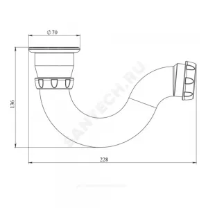 Сифон для поддона трубный 1 1/2"x50/40 выпуск с нержавеющей решёткой Unicorn G43