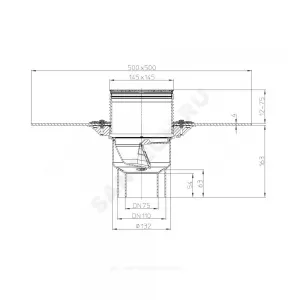 Трап регулируемый с "сухим" затвором "Primus" Дн 50/75/110 с нержавеющей решёткой 115х115мм с полимербитумным полотном вертикальный выпуск HL HL310NHPr