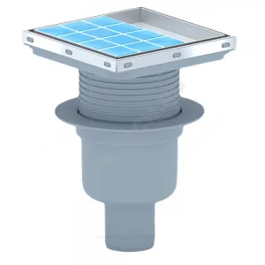 Трап регулируемый Дн 50 с нержавеющей решёткой 150х150мм вертикальный выпуск АНИ Пласт TA5912