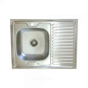 Мойка левосторонняя накладная 800х600х130мм сталь нержавеющая AISI 430 без сифона выпуск 1 1/2" Владикс V-401