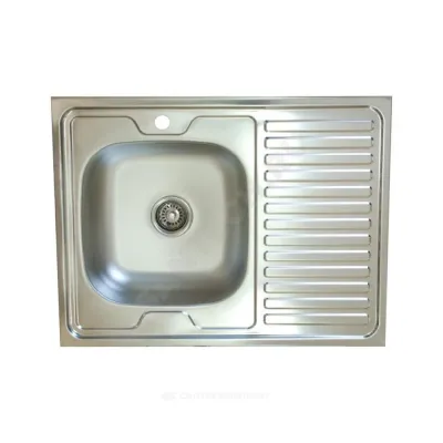 Мойка левосторонняя накладная 800х600х130 сталь нержавеющая AISI 430 без сифона Владикс V-401