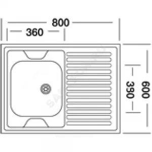 Мойка левосторонняя накладная 800х600х130мм сталь нержавеющая AISI 430 без сифона выпуск 1 1/2" Владикс V-401