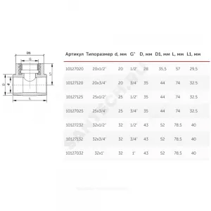 Тройник PP-R комбинированный белый Дн 25х3/4" ВР VALFEX 10127025