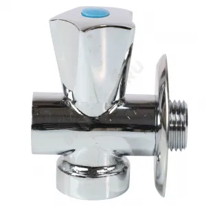 Клапан седловой латунный бытовой хром 3-ходовой 1046 G1/2"х3/4"х1/2" Ру10 НР/ВР/ВР переходной маховик с отражателем Aquasfera 1046-01