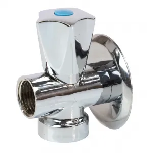 Клапан седловой латунный бытовой хром 3-ходовой 1046 G1/2"х3/4"х1/2" Ру10 НР/ВР/ВР переходной маховик с отражателем Aquasfera 1046-01