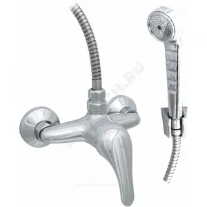 Смеситель для душа одноручный душевой шланг н/ж сталь, хромированная пластиковая лейка и кронштейн ЭКО ЦС-СМ 293-2/3-4 М-42 Центр Сантехники (Подольск) ЭП401303