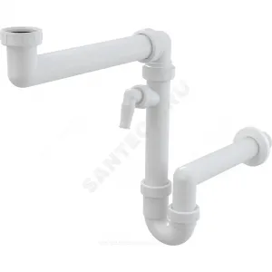 Сифон для кухонной мойки трубный 1 1/2"x40 с прямой трубкой 40 с отводом (штуцером) без выпуска Alca Plast A872P