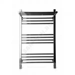 Полотенцесушитель водяной нерж сталь Лесенка Ду 25 (1") НР с полочкой 500х600мм 8П нижнее подключение в/к соединитель (1"х3/4") Богема-Люкс Элит-Металл В-39-06