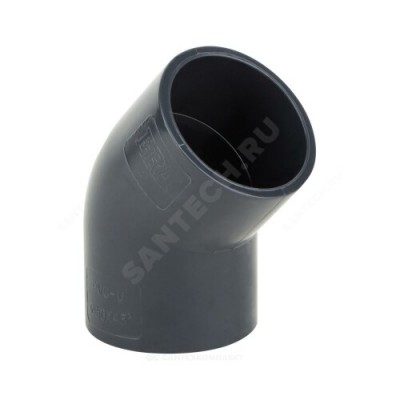 Отвод ПВХ серый под клеевое соед Дн 20х45гр Ру10 напорный Aquaviva