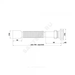 Сифон для умывальника/мойки гофрированный 1 1/4"x50 удлиненный выпуск с нержавеющей решёткой D=65мм АНИ Пласт G215
