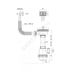Сифон для кухонной мойки бутылочный с гибким переливом 3 1/2"x40 выпуск с нержавеющей решёткой D=115мм Ани Грот АНИ Пласт A0145S
