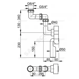 Сифон для умывальника/мойки 1 1/2"/1 1/4"x40 скрытый монтаж без выпуска Alca Plast A873