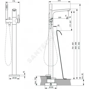 Смеситель для ванны с душем напольный одноручный MELANGE Ideal Standard A6120AA