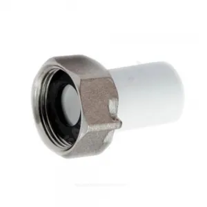 Штуцер PP-R белый Дн 20х3/4" с накидной гайкой для присоед. счетчика воды под пломбу RTP (РосТурПласт) 10852