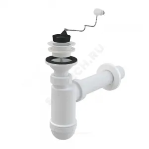 Сифон для умывальника бутылочный 1 1/4"x40 с прямой трубкой 40 литой выпуск с пластиковой решёткой D=63мм Alca Plast A42R