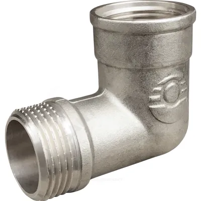 Угольник латунь никель переходной Ду 15 (1/2") ВР/НР VALFEX VF.092.N.012