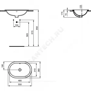 Умывальник мебельный CONNECT 55 без отверстия под смеситель Ideal Standard E504701 Умывальник мебельный CONNECT 55 без отверстия под смеситель Ideal Standard E504701
